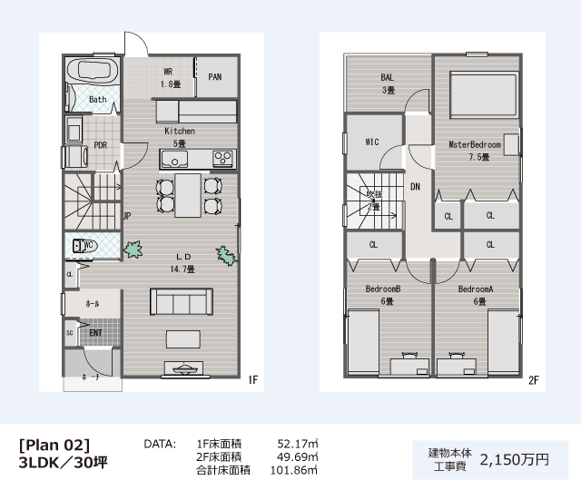 PLAN-02 3LDK 30坪